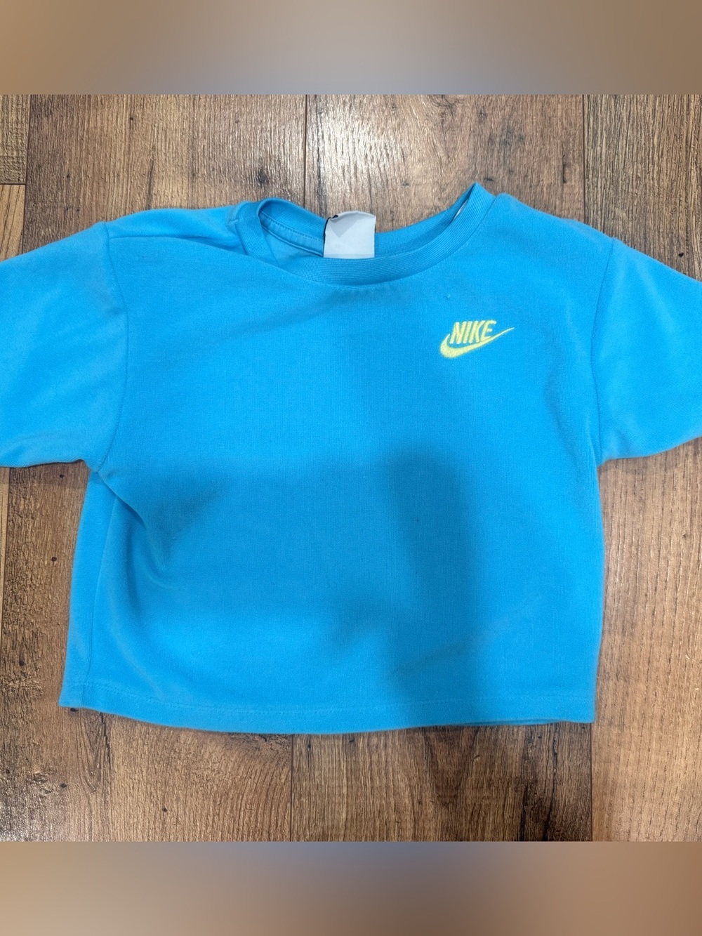 Nike Bright Blue Kids Short Sleeve Tee with Yellow Swoosh